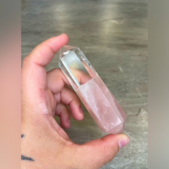 Rose quartz and Clear quarts double point - Picture 2 of 3